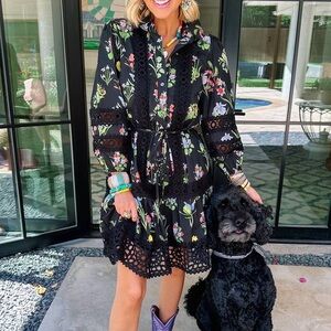 Entro Black Floral Kids Dress